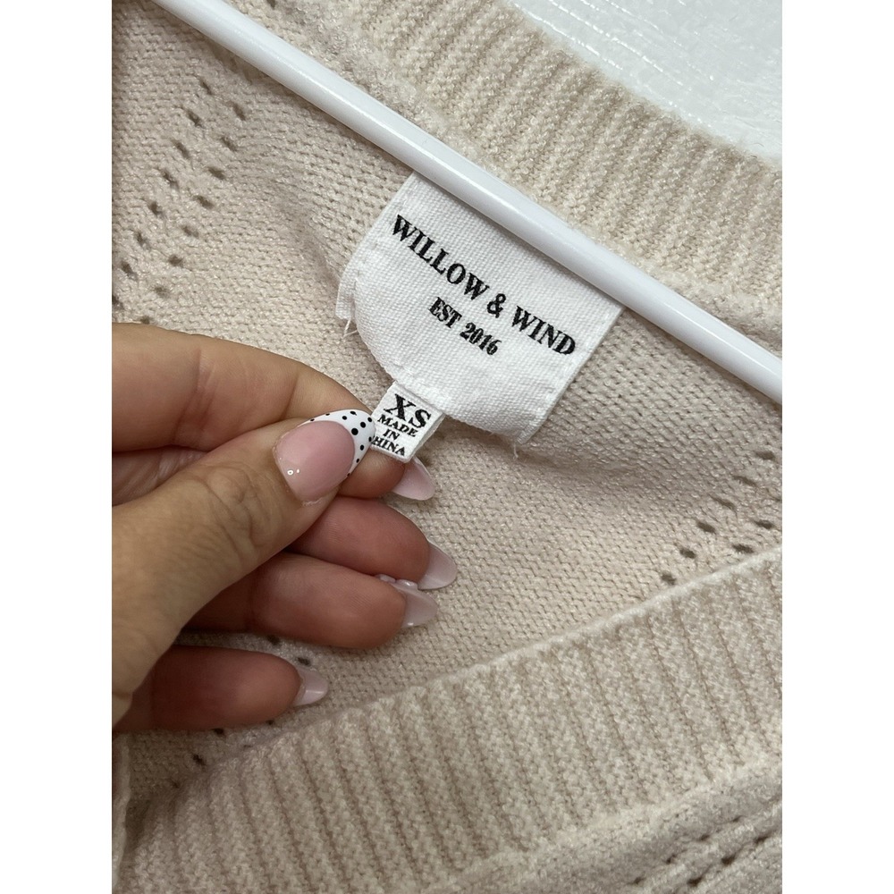 Willow & Wind XS Embroidered Cardigan Cottagecore Coquette Floral Crop Sweater‎ - Picture 4 of 7